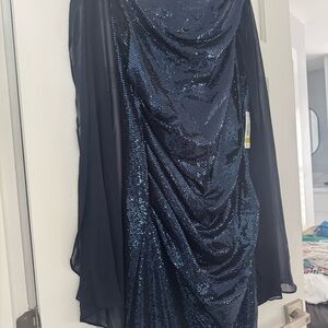 R&M Richards Navy Sequin Maxi Dress